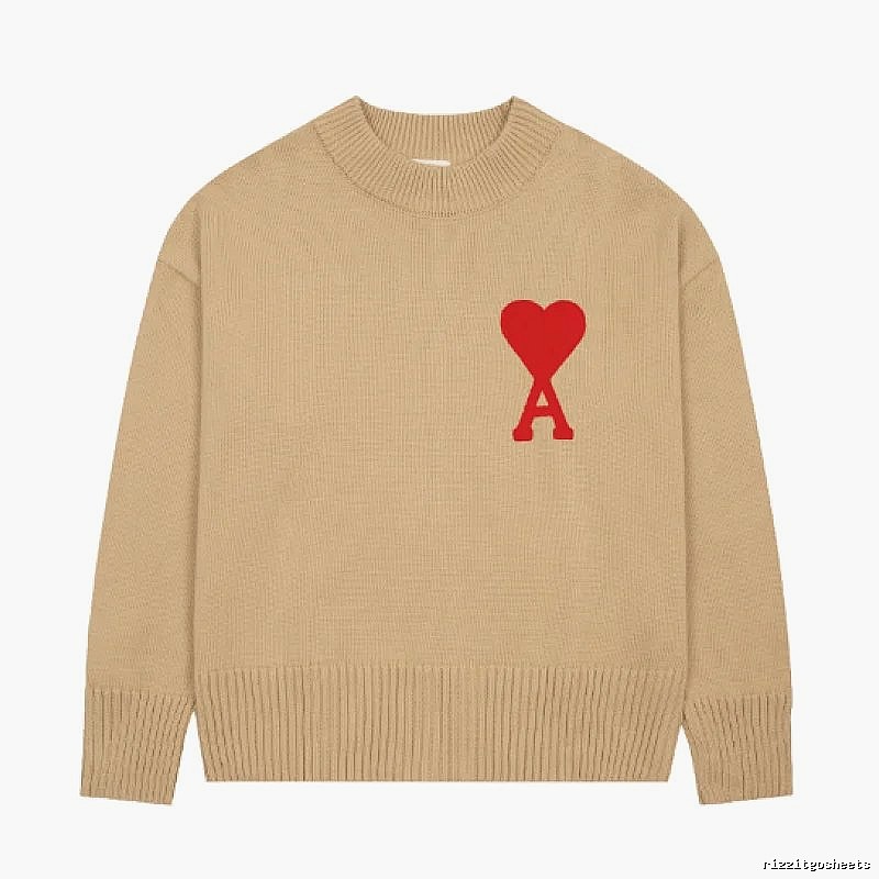 Ami Paris Lightweight Heart logo sweater Green Knit Top for Trend Styling