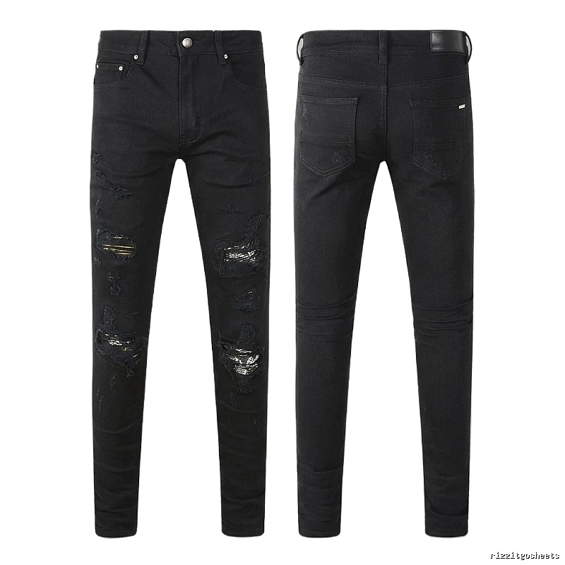 AMI Ripped Trendy Cool Black Jeans