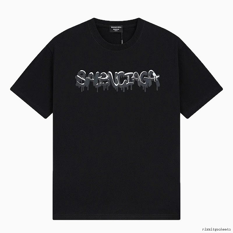 Balenciaga Graffiti Street Style Black Short Sleeve T-shirt