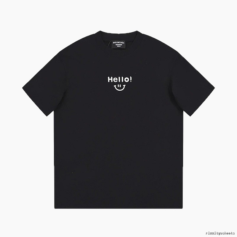 Balenciaga Smiley Print Street Style Black T-Shirt