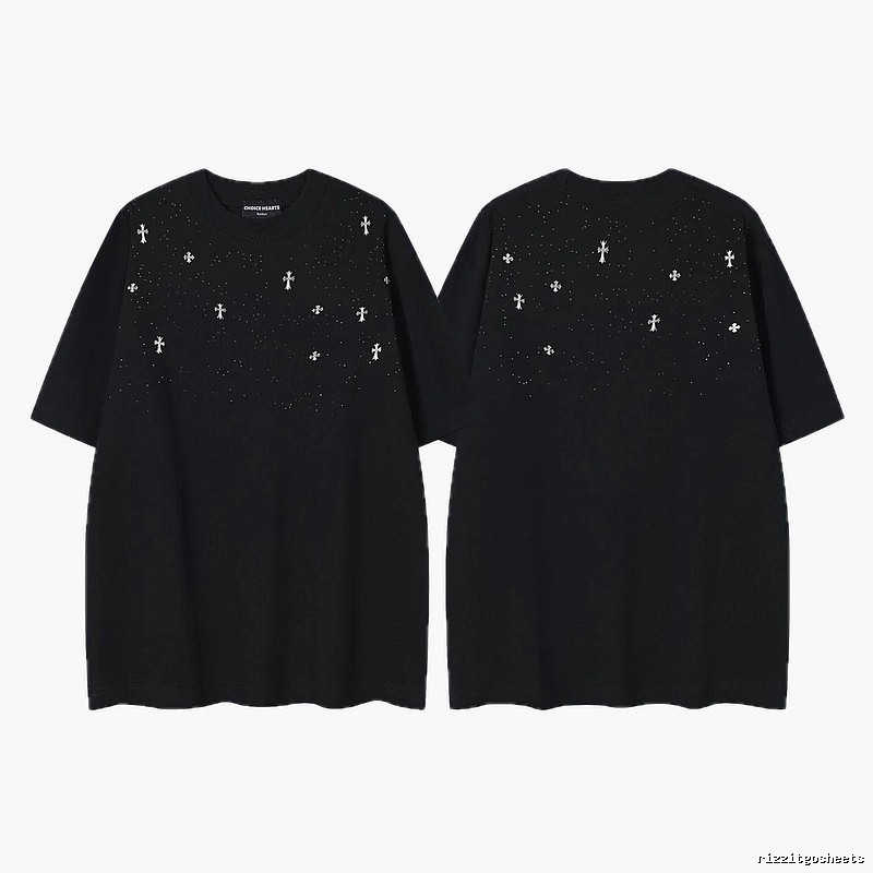Chrome Hearts Cross Embroidered Street Style Black Short-sleeve T-shirt