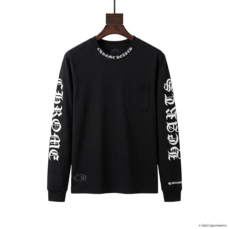 Chrome Hearts Dark Style Long-sleeved Black T-shirt