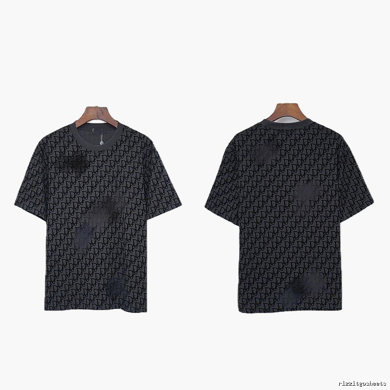 Dior Oblique Streetwear Collection Dark Grey Short-sleeve T-Shirt