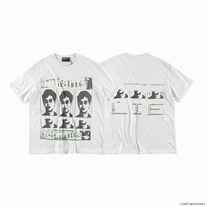 ERD GRJKD Portrait Print Vintage Off-white T-Shirt