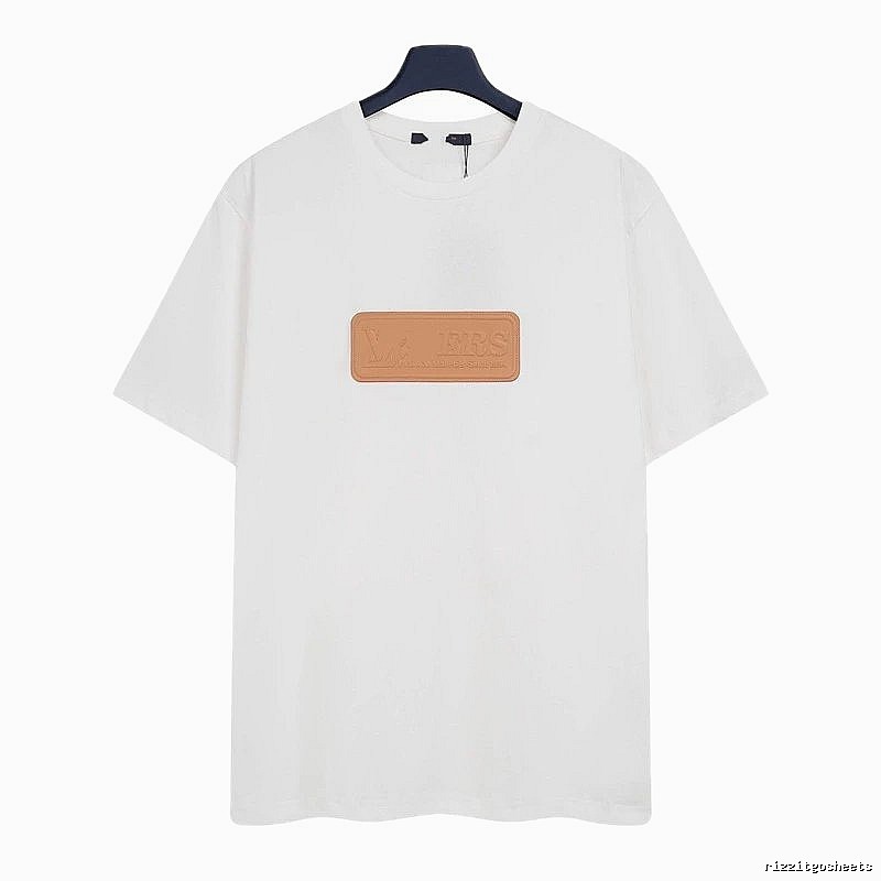 Louis Vuitton Minimalist Style White T-Shirt with Leather Tag