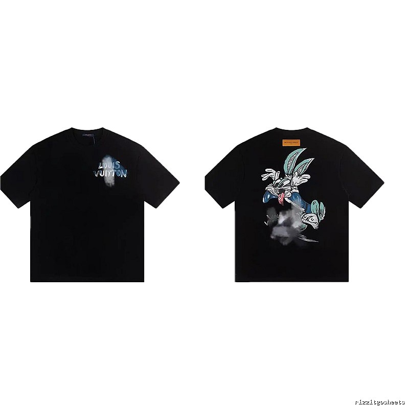Louis Vuitton Trendy Style Cartoon Print Black T-Shirt