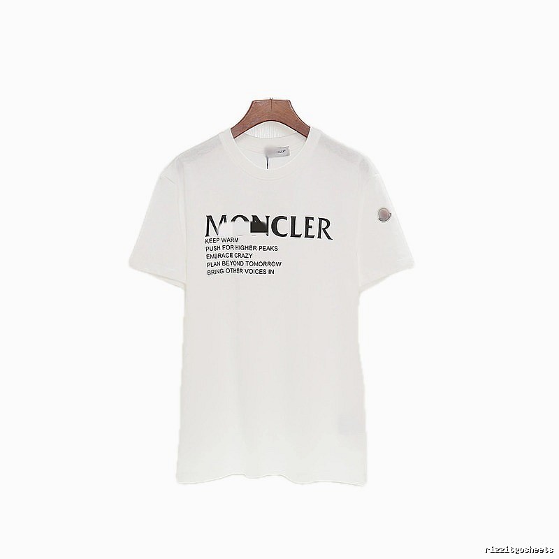 Moncler Letter Print Casual Style White T-Shirt
