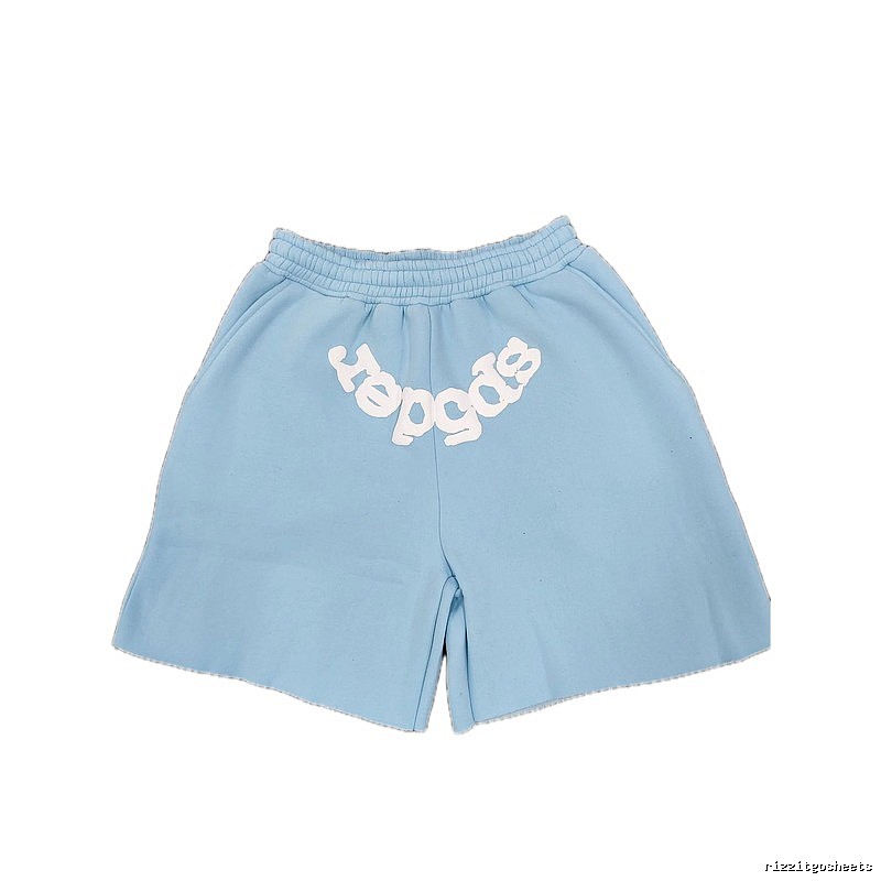 Sp5der Foam Print Street Style Light Blue Shorts