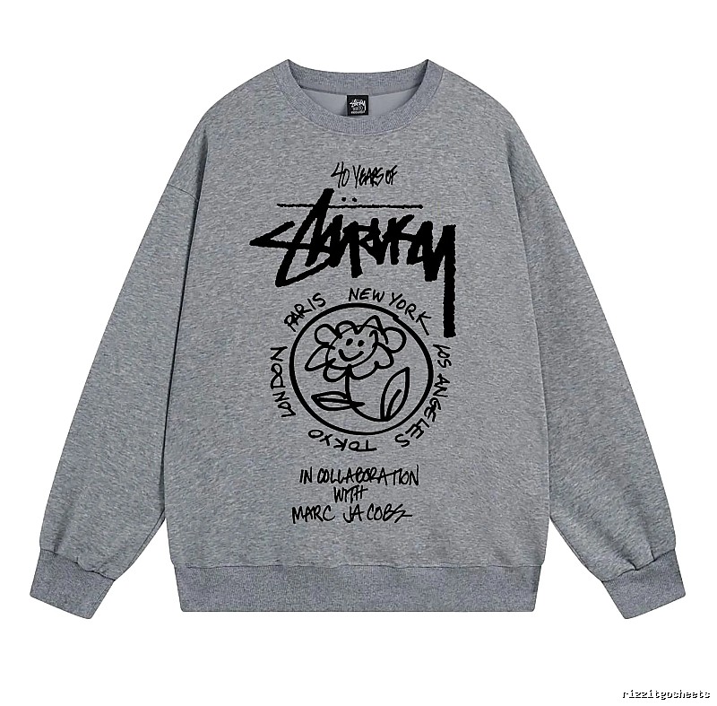 Stussy Gray Style 539 Graphic SweatShirt Minimal Look