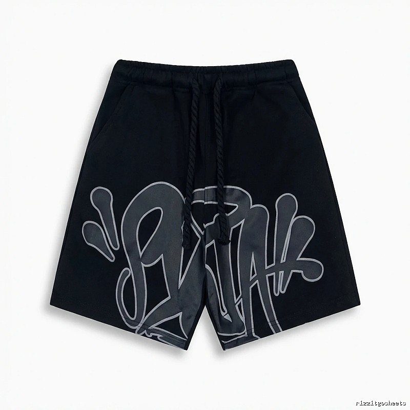 SynaWorld Graffiti-style Black Shorts