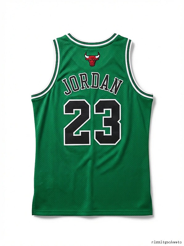 The green jersey with the number 23 of Michael Jordan
