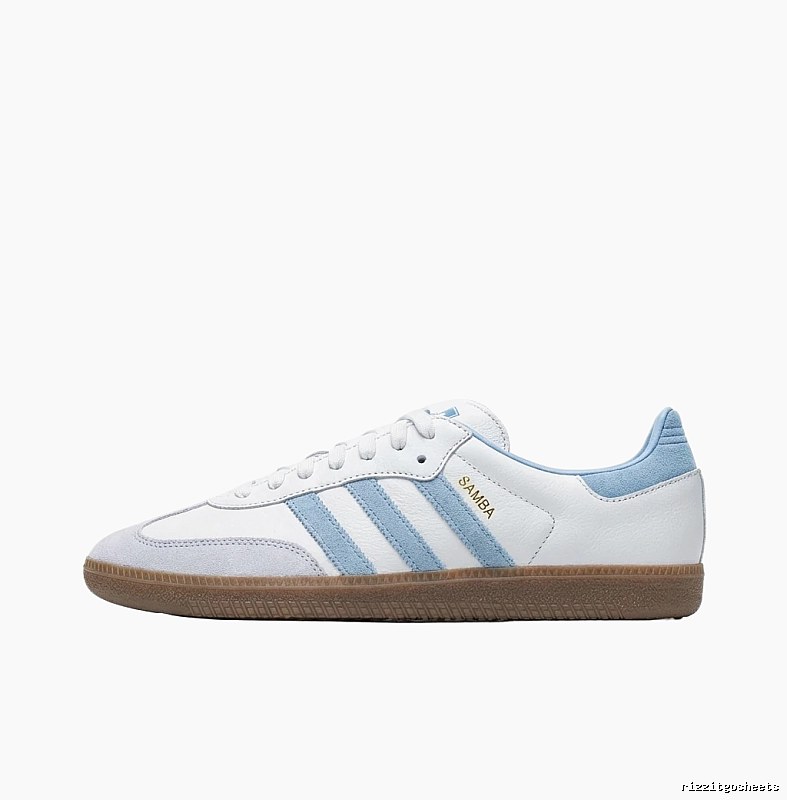 Adidas retro-style white and blue sports shoes