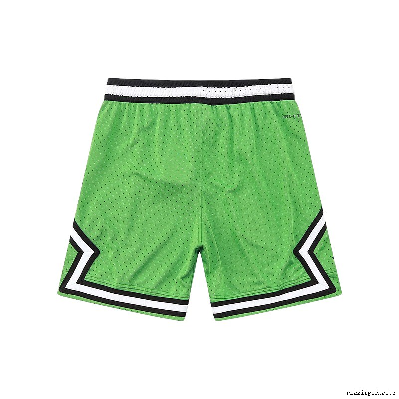 AJ basketball-style green shorts