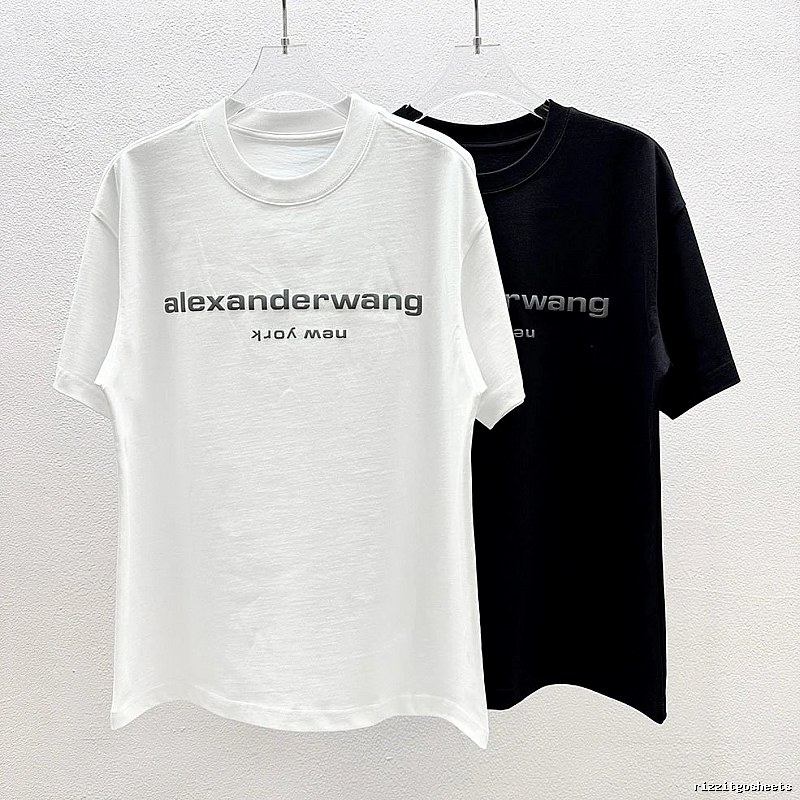 Alexander Wang Letter Print Casual Black and White Short Sleeve T-Shirt