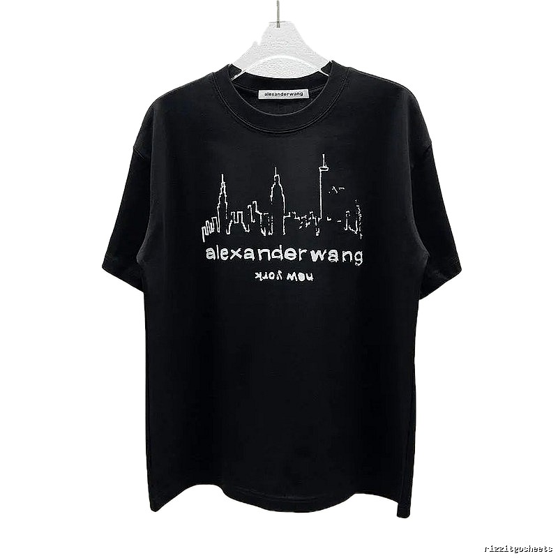 Alexander Wang Trendy & Cool Skyline Print Black T-Shirt