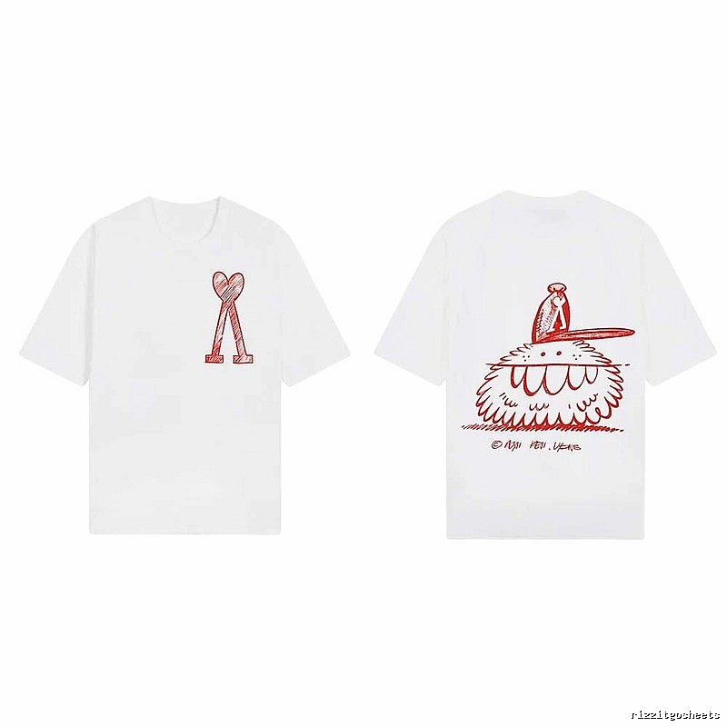 AMI cartoon printed white T-shirt