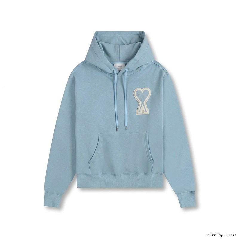 AMI Love Heart Pattern Light Blue Hoodie