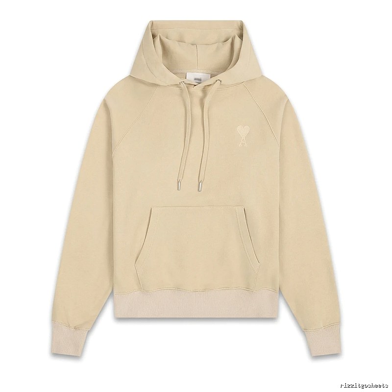 AMI Love Minimalist Style Beige Hoodie