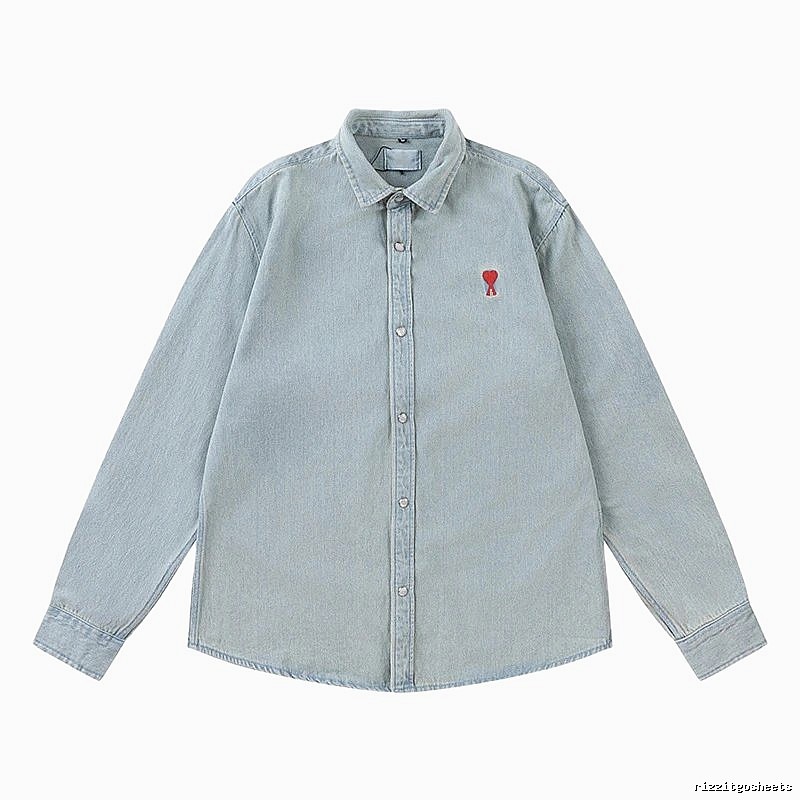 AMI Love Retro Style Denim Shirt