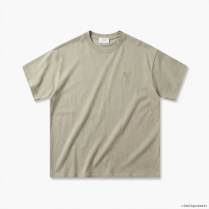 AMI minimalist style khaki T-shirt