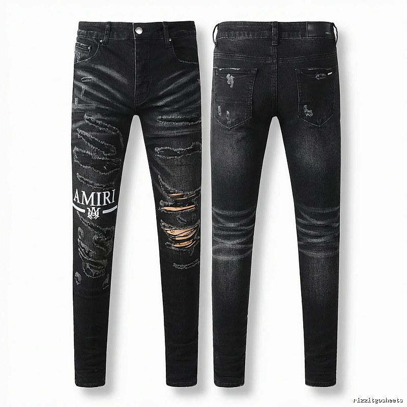 AMI Ripped Trendy Brand Black Jeans