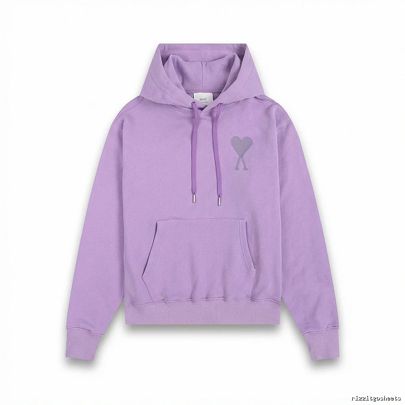 AMI series minimalist style purple hoodie