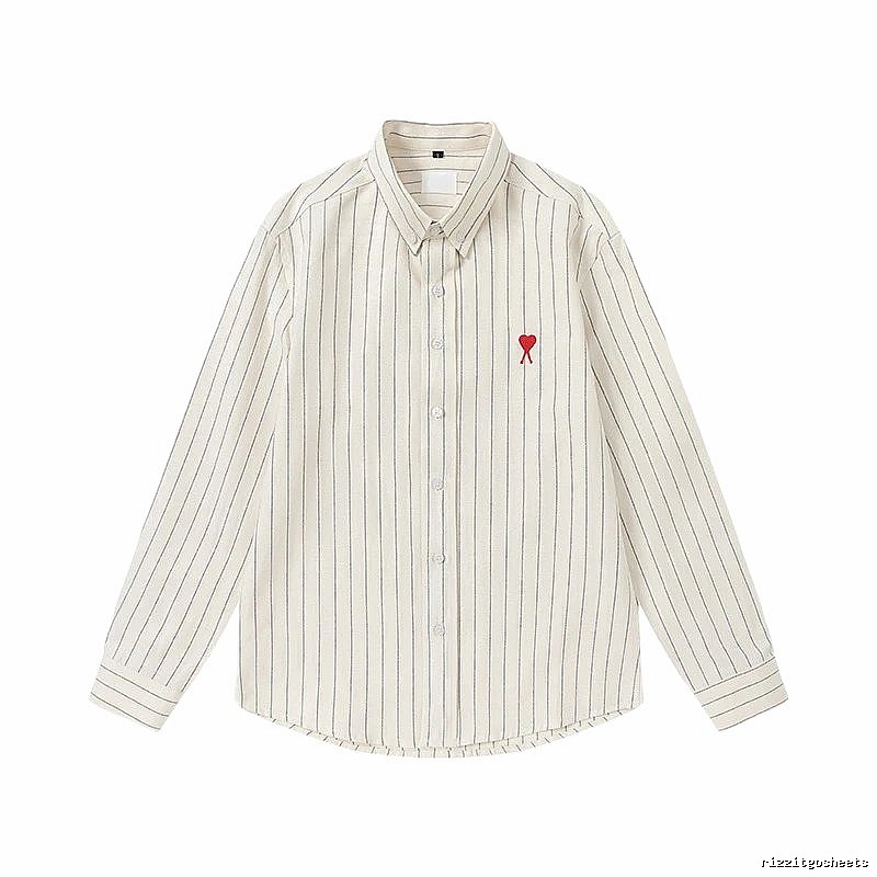 AMI Stripe Minimalist Style White Shirt