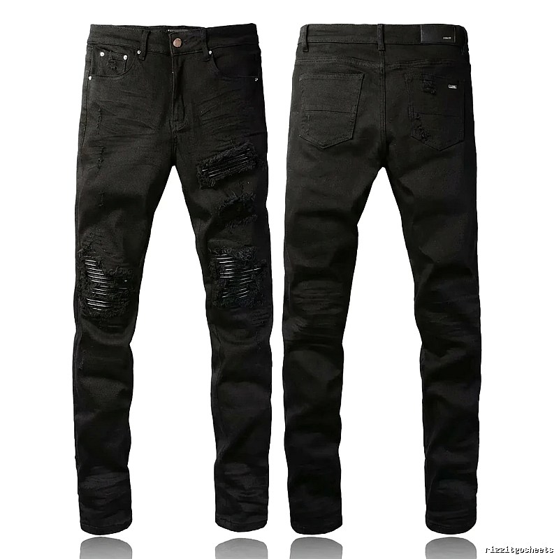 AMI Trendy Black Pants with Holes