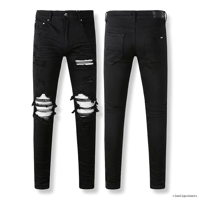 AMI trendy brand black jeans with holes