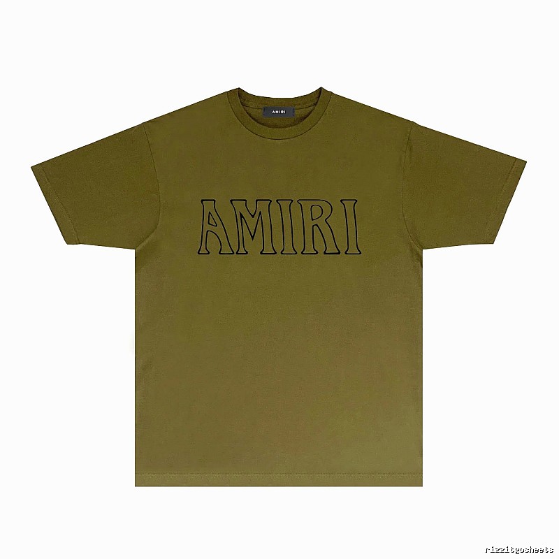 AMIRI Basic Style Minimalist Olive Green T-shirt
