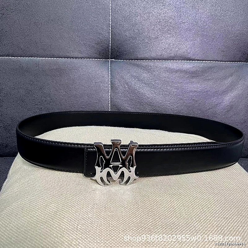 Amiri Casual Logo belt Black Belt Metallic for Streetwear Looks