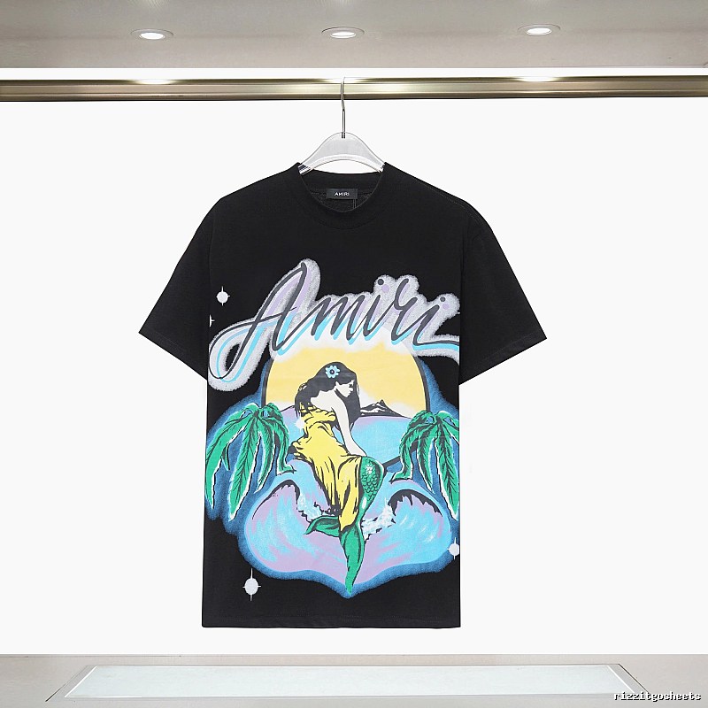 Amiri Monogram Graphic T-shirt White Blue Amiri for Casual Outfits
