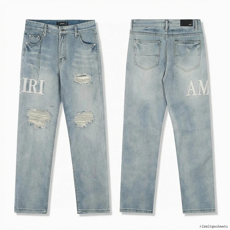 AMIRI Ripped Denim Blue Jeans
