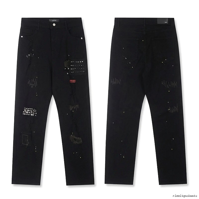 AMIRI Rivet Punk Style Black Pants