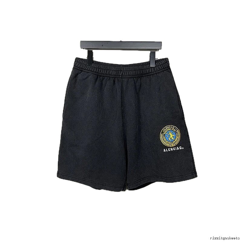 Balenciaga badge-style black shorts