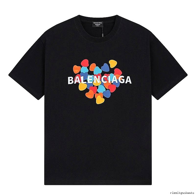 Balenciaga black T-shirt with a heart print.
