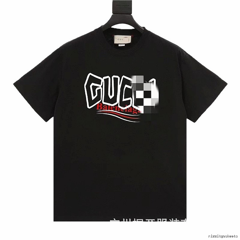 Balenciaga Co-branded Graffiti-style Black T-shirt