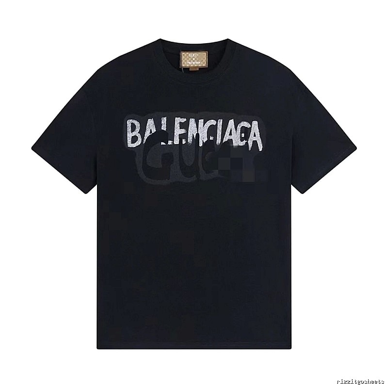 Balenciaga Co-branded Graffiti-style Black T-Shirt