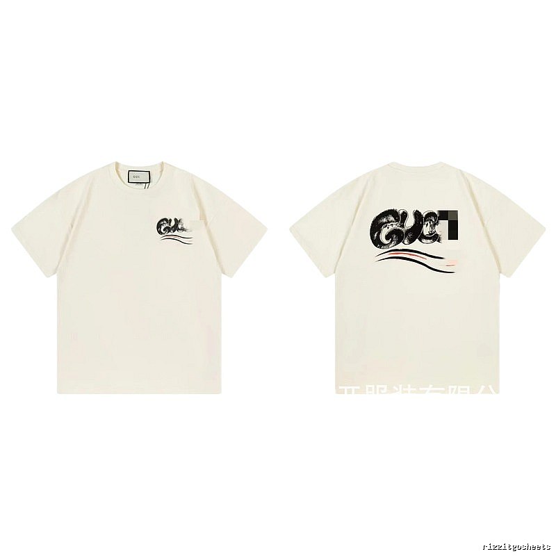 Balenciaga Graffiti Street Style Off-White Short-Sleeve T-Shirt