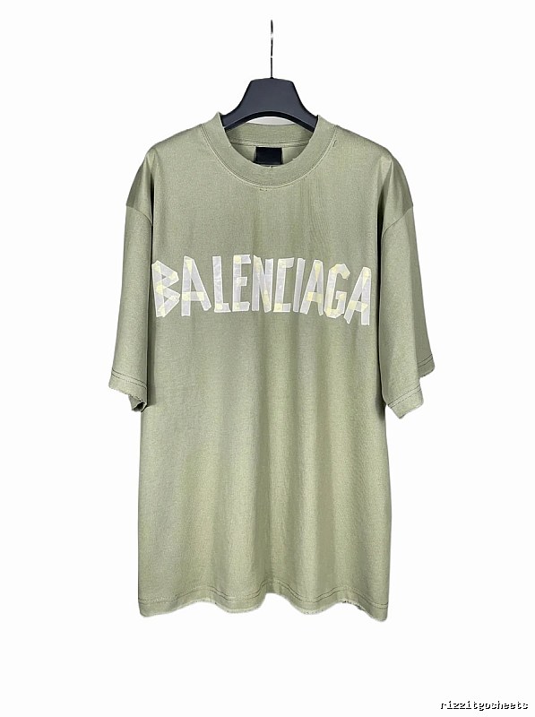 Balenciaga letter-style olive green T-shirt