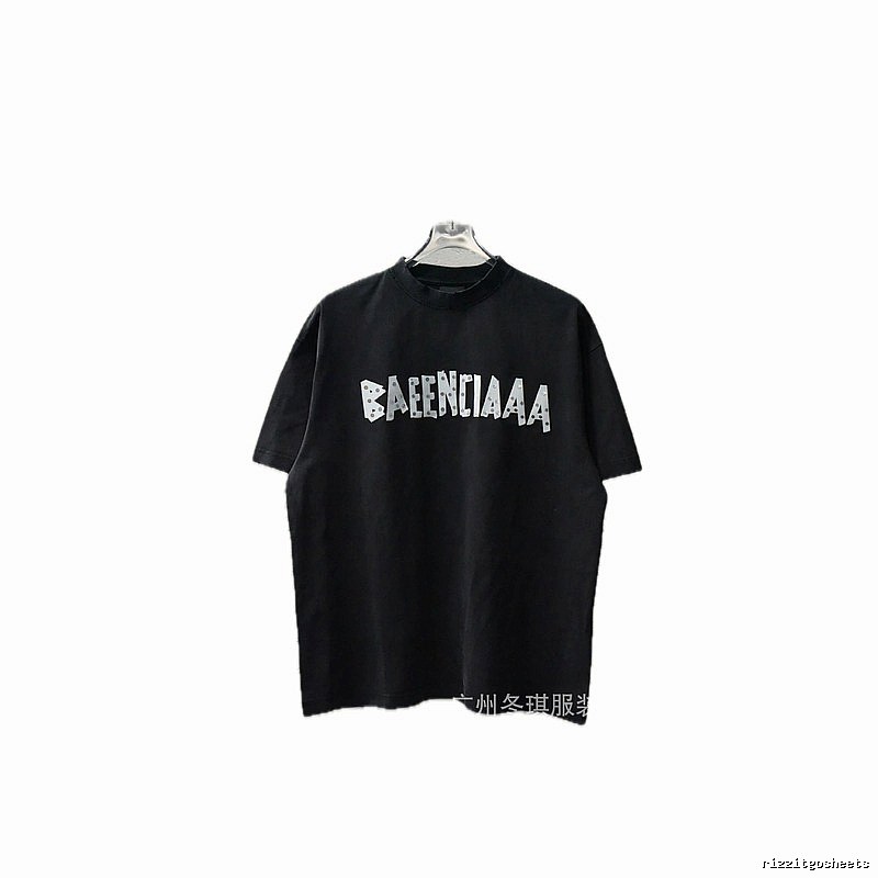 Balenciaga Letter Trendy Cool Black T-shirt
