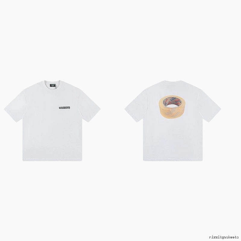 Balenciaga Tape Print Streetwear White T-Shirt