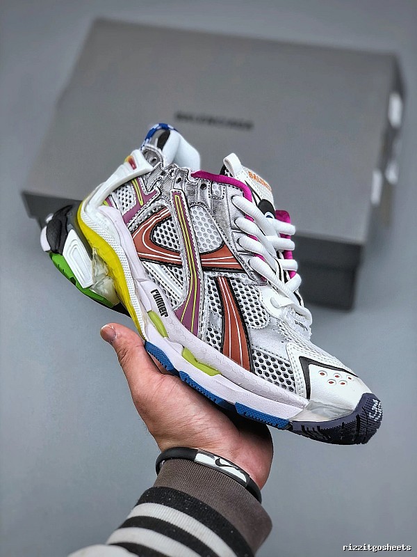 Balenciaga White Runner Multi-color Runner Sneaker for Streetwear Looks