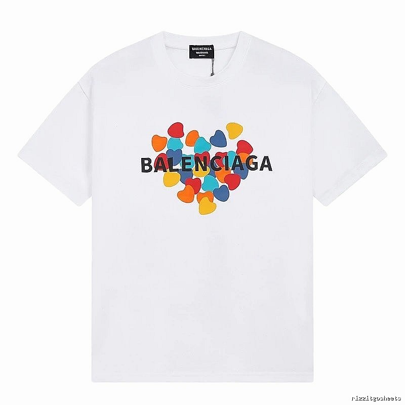Balenciaga White T-shirt with Heart Print