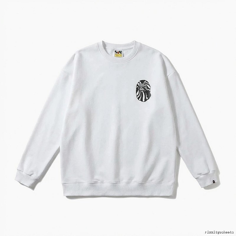 Bape Ape Head Minimalist Style White Sweatshirt