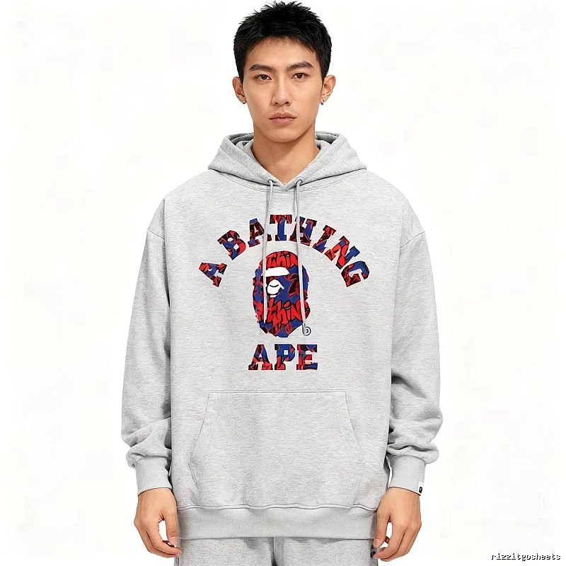 Bape camouflage-style grey hoodie