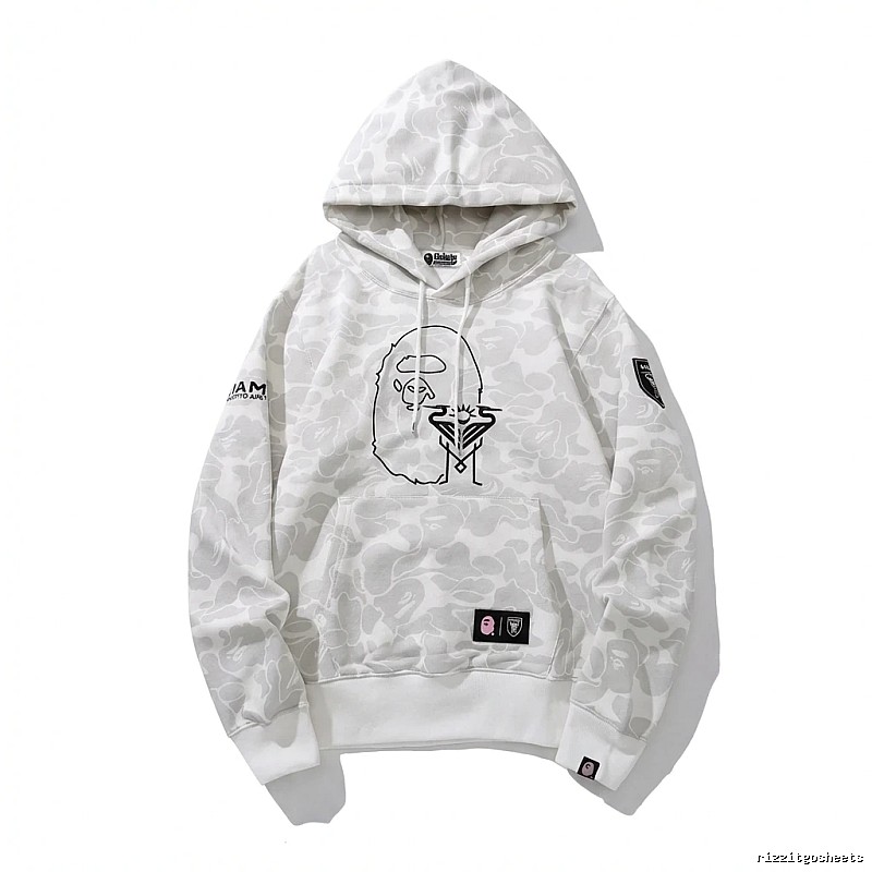 Bape camouflage style white hoodie