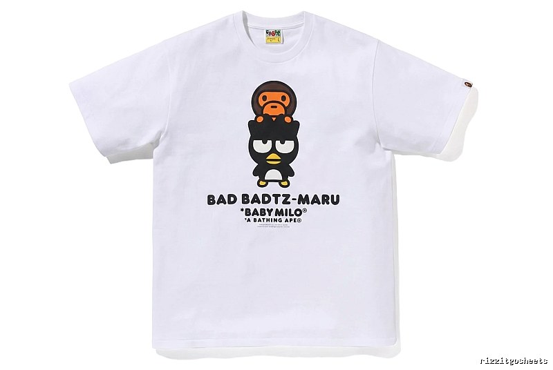 Bape cartoon - printed white T - shirt