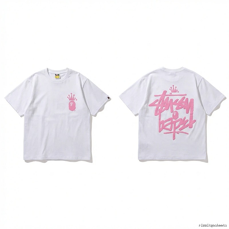 Bape Crown Graffiti Style White T-shirt
