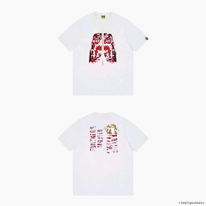 Bape Shark Camouflage Style White T-shirt